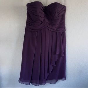 Short Crinkle Chiffon Dress with Front Cascade